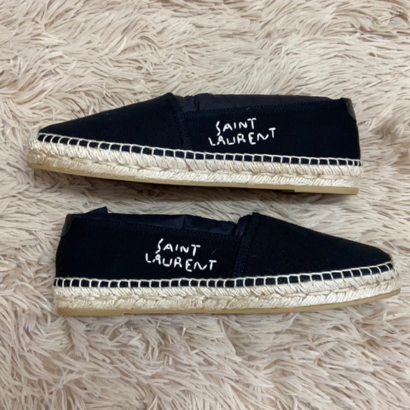 YSL Embroidered Espadrilles in Black Canvas - Picture 2 of 11